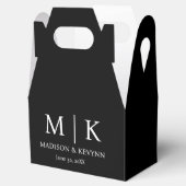 Minimale en elegante zwarte en witte monogram brui bedankdoosjes (Geopend)
