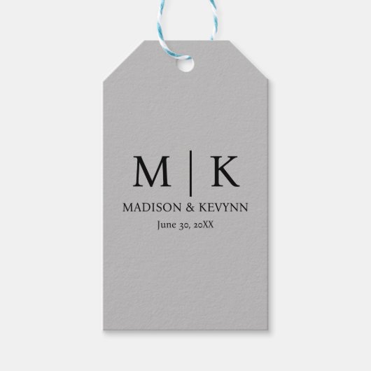 Minimale en elegante zwarte en witte monogram brui cadeaulabel (Voorkant)