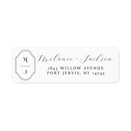 Minimale en elegante zwarte en witte monogram brui etiket (Voorkant)
