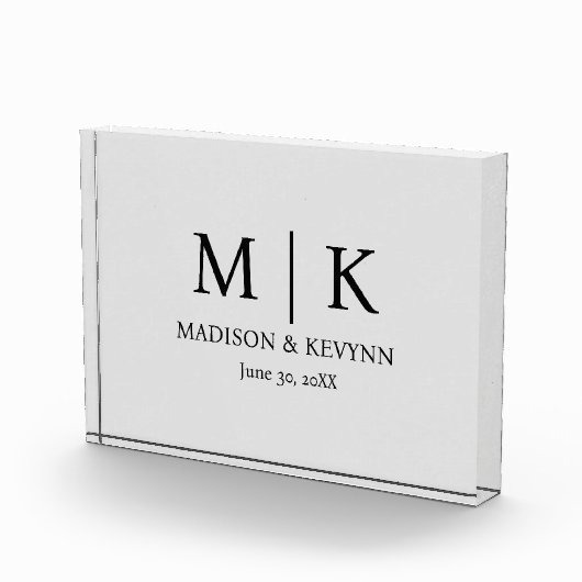 Minimale en elegante zwarte en witte monogram brui fotoblokken (Rechts)