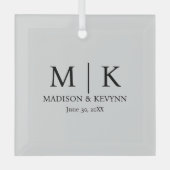 Minimale en elegante zwarte en witte monogram brui glas ornament (Voorkant)