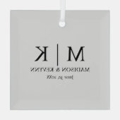 Minimale en elegante zwarte en witte monogram brui glas ornament (Achterkant)