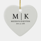 Minimale en elegante zwarte en witte monogram brui keramisch ornament (Achterkant)