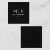 Minimale en elegante zwarte en witte monogram brui notitiekaartje (Voorkant / Achterkant)