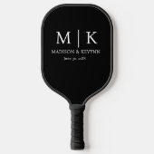 Minimale en elegante zwarte en witte monogram brui pickleball paddle (Voorkant)