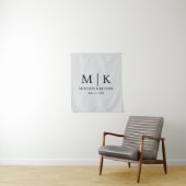 Minimale en elegante zwarte en witte monogram brui wandkleed (In situ)