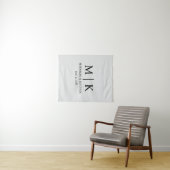 Minimale en elegante zwarte en witte monogram brui wandkleed (In Situ (horizontaal))