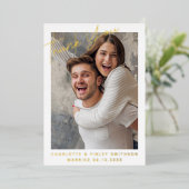 Minimale en moderne aangepaste bruiloft voor scrip folie feestdagenkaart (Staand Voorkant)