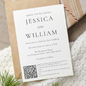 Minimale en moderne bruiloft met QR-code Kaart
