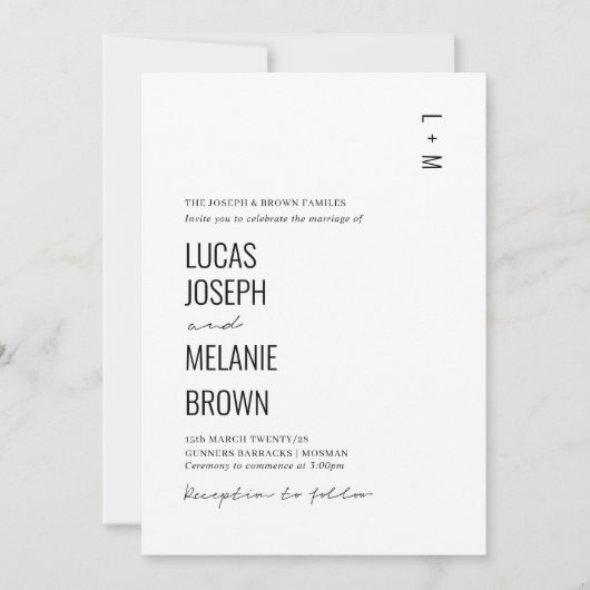 Minimale en moderne eenvoudige trouwuitnodiging kaart (Voorkant)