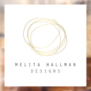 Minimale en moderne gouden ontwerper krabbel logo raamsticker