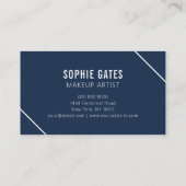 Minimale en moderne marine en wit visitekaartje (Achterkant)
