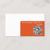 Minimale en moderne Oranje QR-code op vrijwillige  Visitekaartje (Achterkant)