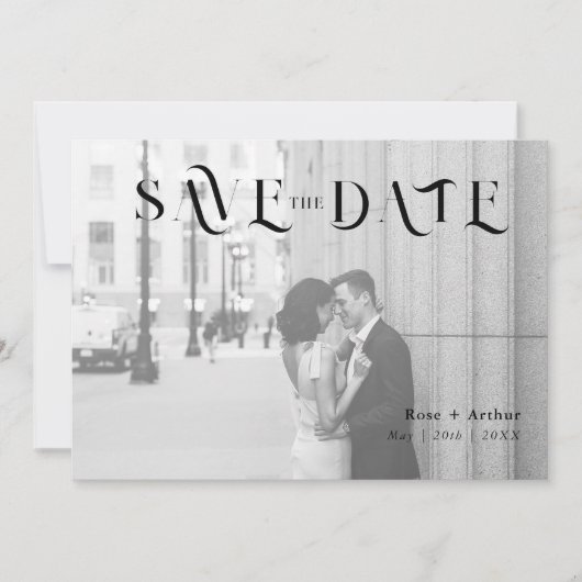 Minimale en stijlvolle Save The Date kaart (Voorkant)