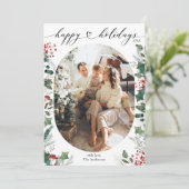 Minimale enkele foto wit rood feestdagenkaart (Staand voorkant)