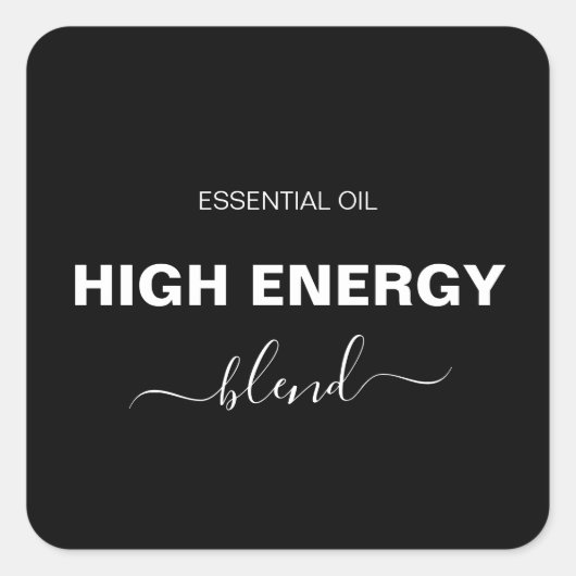 Minimale Essential Oil Blend Black Roller Bottle Vierkante Sticker (Voorkant)