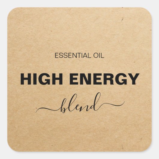 Minimale Essential Oil Blend Kraft Roller Bottle Vierkante Sticker (Voorkant)