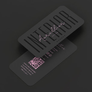Minimale esthetische ontwerper roze zwart interieu visitekaartje