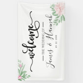 Minimale eucalyptus Blush Pink Wedding Party Spandoek (Verticaal)
