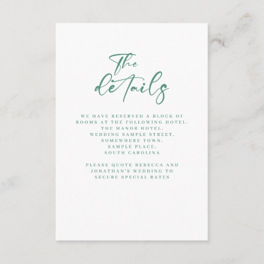 Minimale Eucalyptus bruiloft details Informatiekaartje (Voorkant)