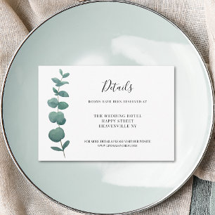 Minimale Eucalyptus bruiloft details Informatiekaartje