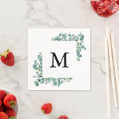 Minimale Eucalyptus Groene Blad Monogram Bruiloft Servet (Insitu)
