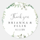 Minimale Eucalyptus Hartelijk dank voor uw huwelij Ronde Sticker (Voorkant)