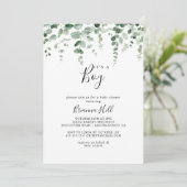 Minimale Eucalyptus Het is een Baby shower van een Kaart (Staand voorkant)