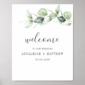 Minimale Eucalyptus Leaves Script Weddenschap Poster (Voorkant)