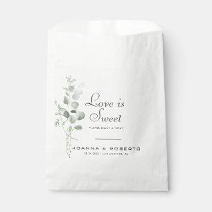 Minimale Eucalyptus Love is Sweet Wedding Bedankzakje