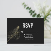 Minimale Faux Gold Feather Bohemian RSVP Kaart (Staand voorkant)