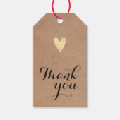 Minimale Faux Gold Heart Kraft Paper Hartelijk dan Cadeaulabel (Voorkant)