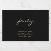 Minimale feestdag in zwarte en goudleeftijd likeurfles etiket (Enkel label)