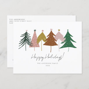 Minimale feestelijke kerstbomen feestdagenkaart