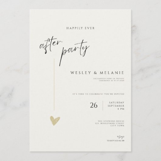 Minimale feestuitnodiging Happily Ever After-feest Kaart (Voorkant)