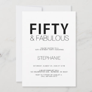 Minimale Fifty and Fabulous 50ste verpartij uitnod Kaart