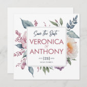 Minimale Floral bespaart de datum van QR-code brui Kaart (Voorkant / Achterkant)