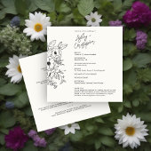 Minimale Floral Botanische Melk Wit Bruiloft Programma