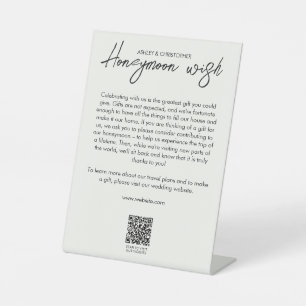 Minimale Floral Botanische Melk Wit Huwelijksreis  Reclamebord Met Voetstuk