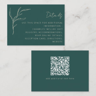 Minimale Floral Green Wedding Details QR Code Informatiekaartje