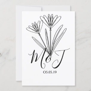 Minimale Floral Line Art Botany Wedding Kaart