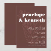 Minimale Floral Line Art Warm Rustic Wedding Kaart (Voorkant / Achterkant)