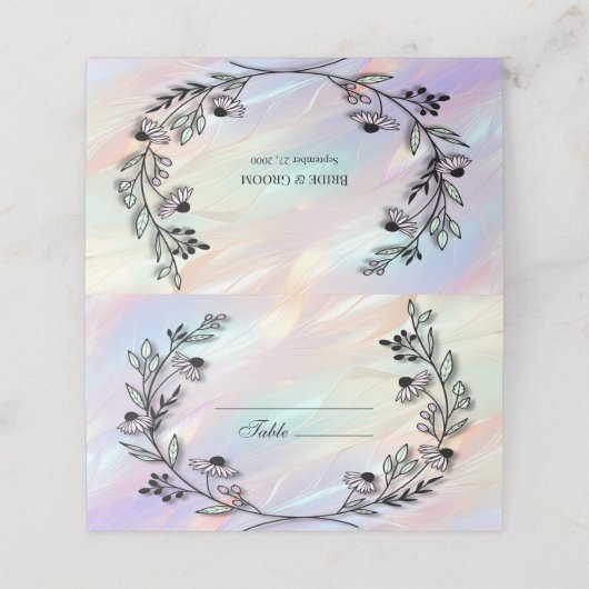 Minimale Flower Place Card (Buitenkant ongevouwen)