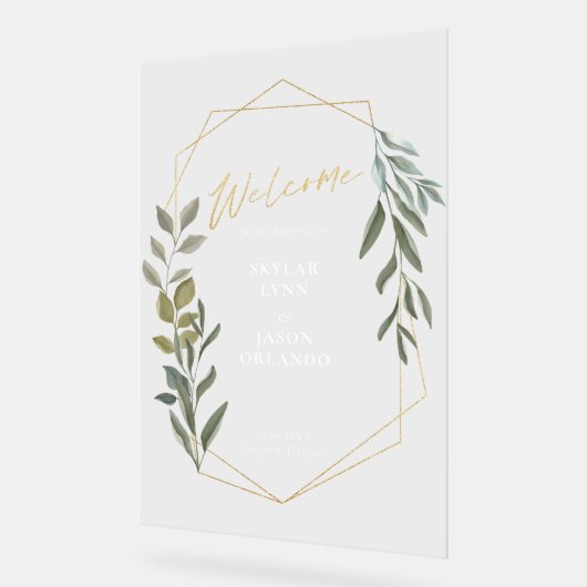 Minimale Foliage en Gold Geometric Terrarium Welko Acryl Bord (Hoek)