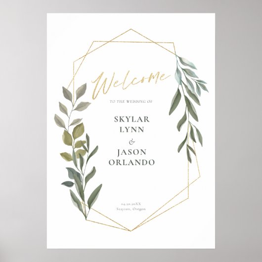 Minimale Foliage en Gold Geometric Terrarium Welko Poster (Voorkant)