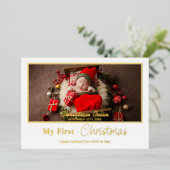 Minimale Folie Mijn eerste kerstfoto F Folie Feestdagenkaart (Staand Voorkant)