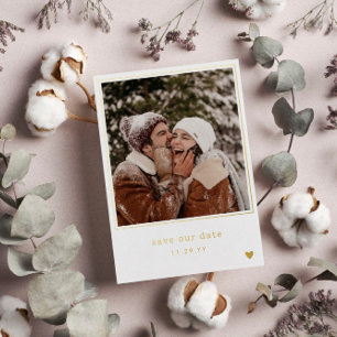 Minimale font Gold Heart-foto voor schrijfmachines Folie Uitnodiging