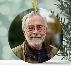 Minimale foto alleen op voorzijde - tekst op achte keramisch ornament