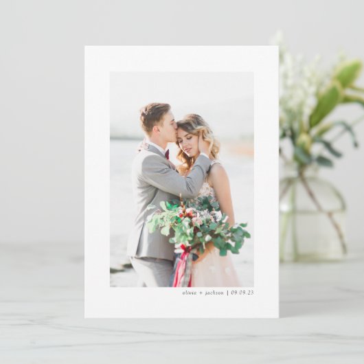 Minimale foto-bruiloft Hartelijk dank Bedankkaart (Staand voorkant)