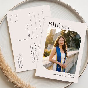 Minimale foto-collage afstudeeraankondiging briefkaart